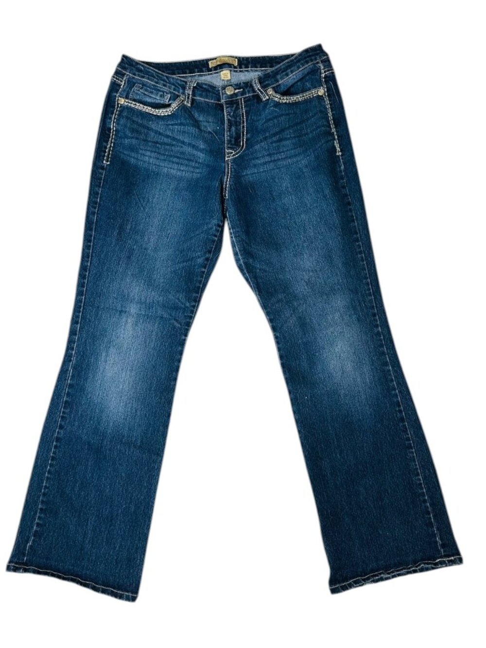 Nine West Vintage America Size 12 Bootcut Jeans 34x30 Embroidered Stretch